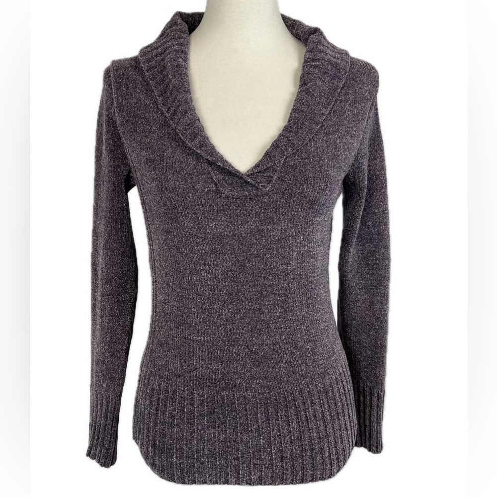 Vintage So Wear It Declare It Y2K Purple Chenille Sweater Size M Elena Bella